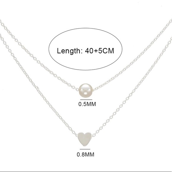 Heart and Pearl Double Layered Necklace - Picture 5 of 6